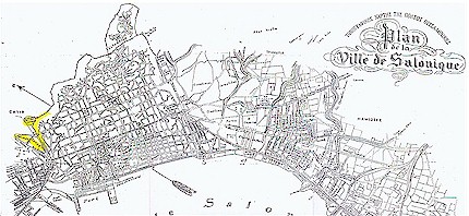 Old map of Thessaloniki. In yellow is our school